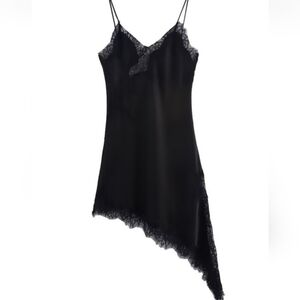 Satin Lace Trim Camisole - Black